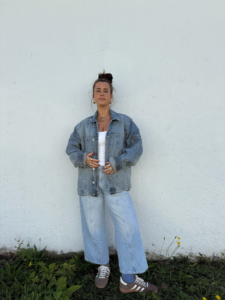 Vtg Lightwash Patchy Denim Jacket