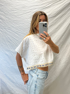 Reworked Cotton Eyelet Top