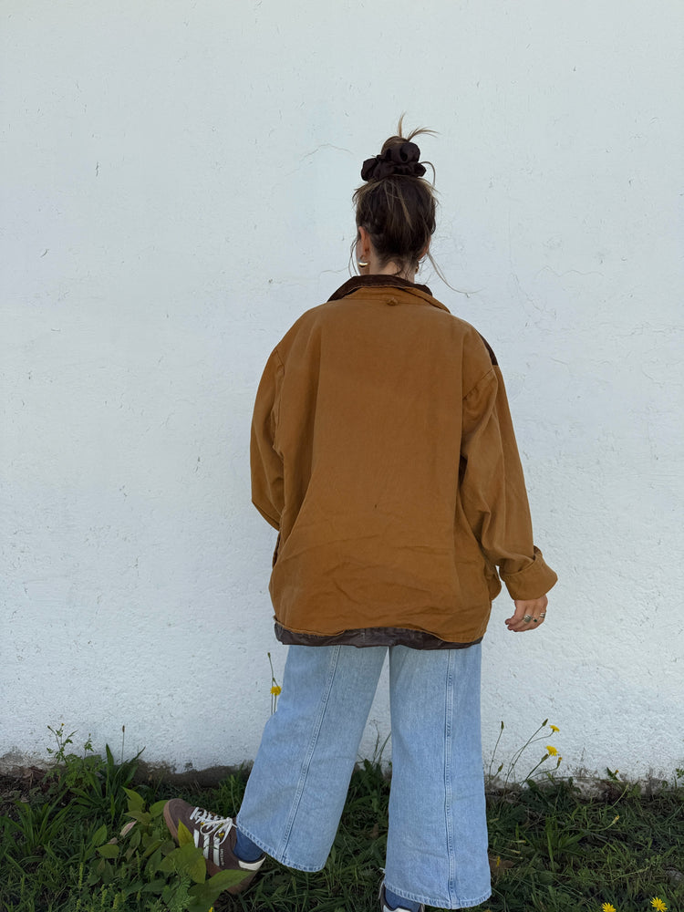 Vtg Canvas + Cord Workmen's Coat