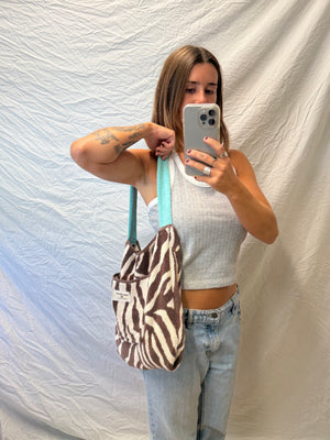 Towel Bag - Teal Zebra