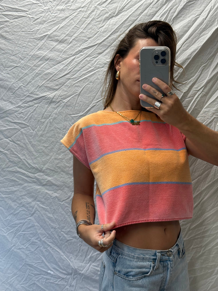 Handmade Towel Top - Peach Stripe