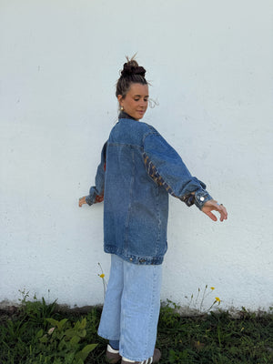 90's Plaid Patch Denim Jacket