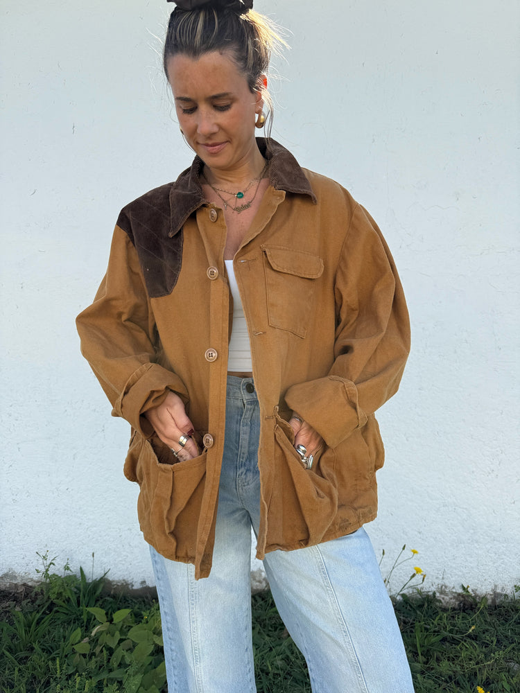 Vtg Canvas + Cord Workmen's Coat