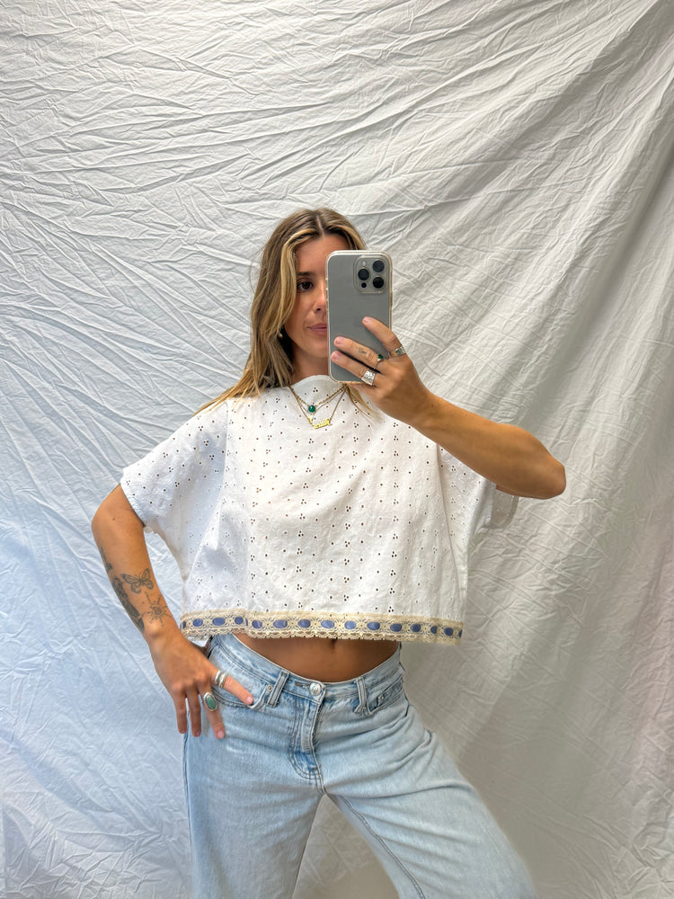 Reworked Cotton Eyelet Top
