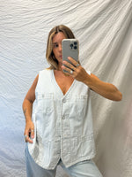 Ralph Lauren Cotton Denim Pinstripe Vest
