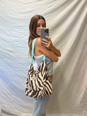Towel Bag - Teal Zebra