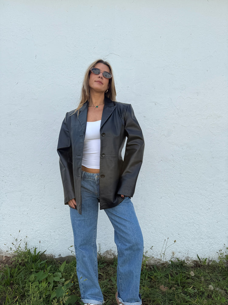 Vtg Chic Leather Blazer