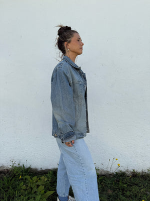 Vtg Lightwash Patchy Denim Jacket