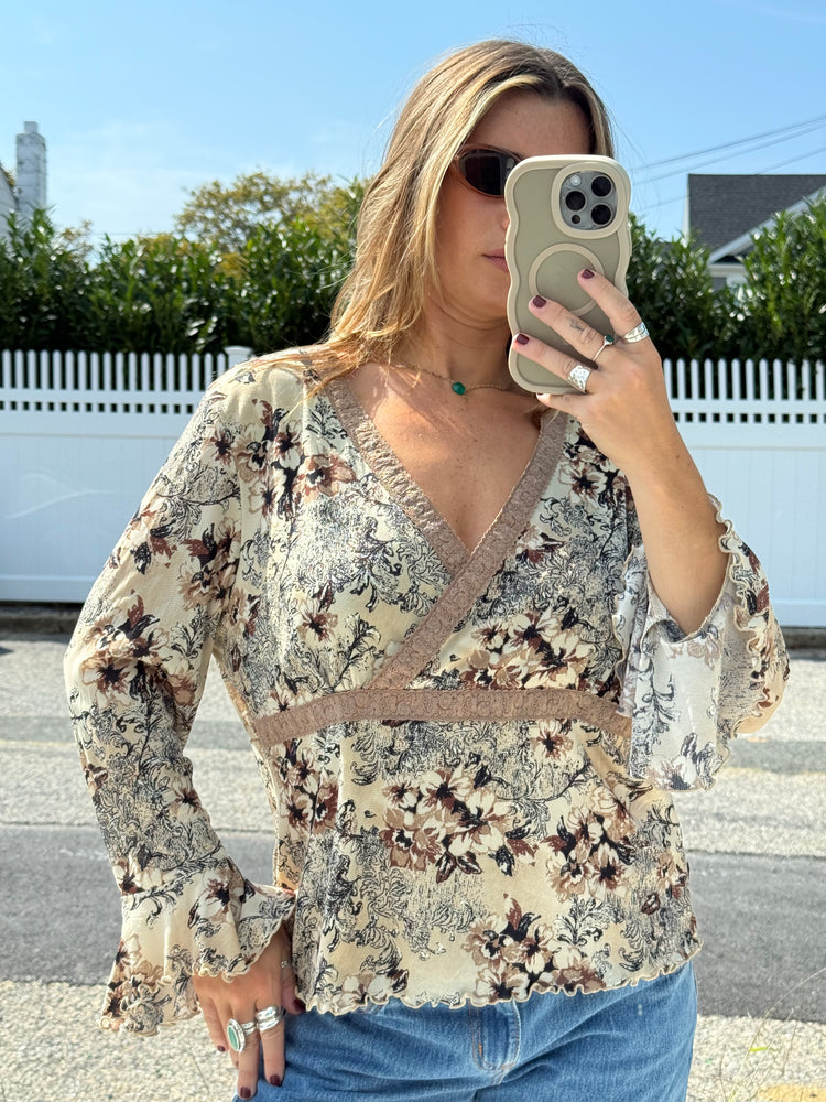 Y2K Lace + Floral Blouse