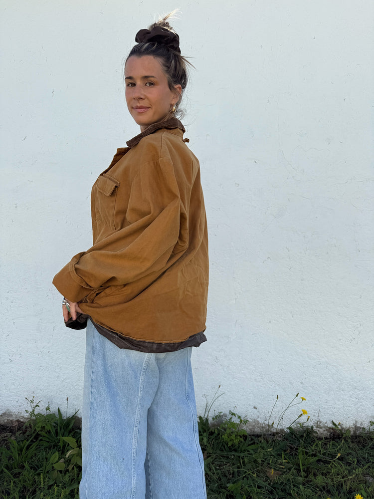 Vtg Canvas + Cord Workmen's Coat