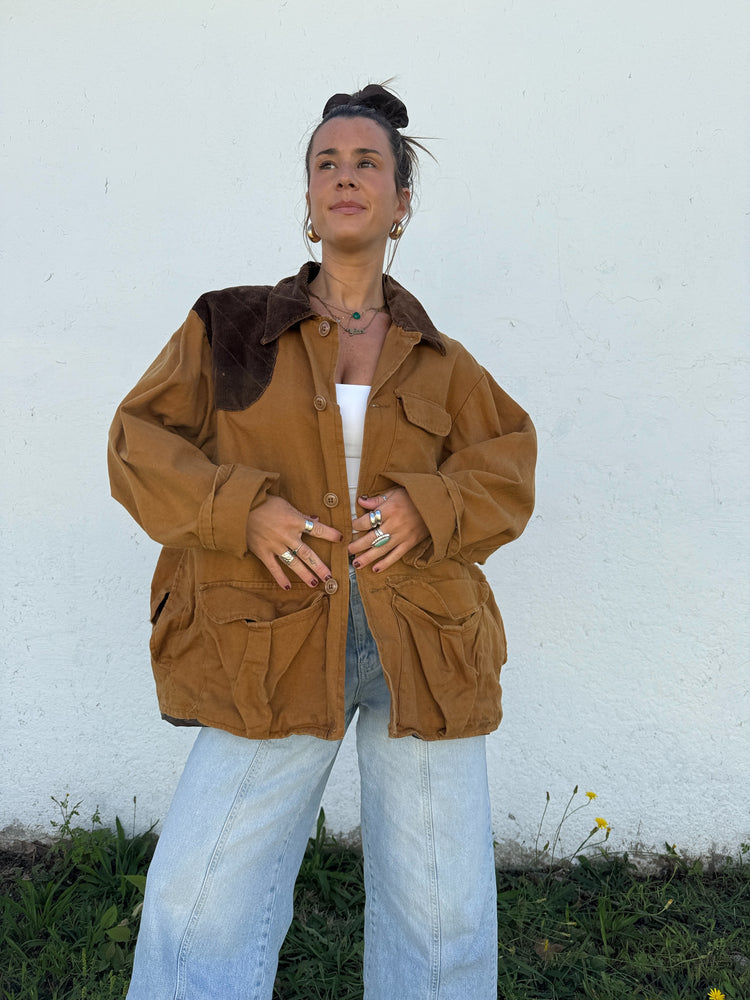 Vtg Canvas + Cord Workmen's Coat