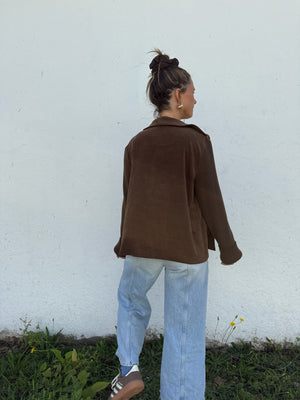 90's Mocha Faux Suede/Knit Cardigan
