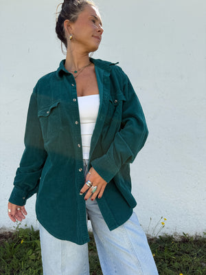 Vtg Deep Teal Cord Button Down