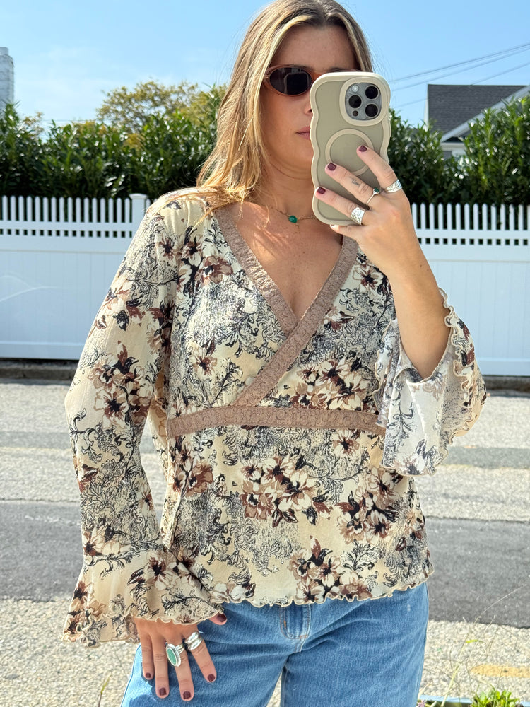 Y2K Lace + Floral Blouse