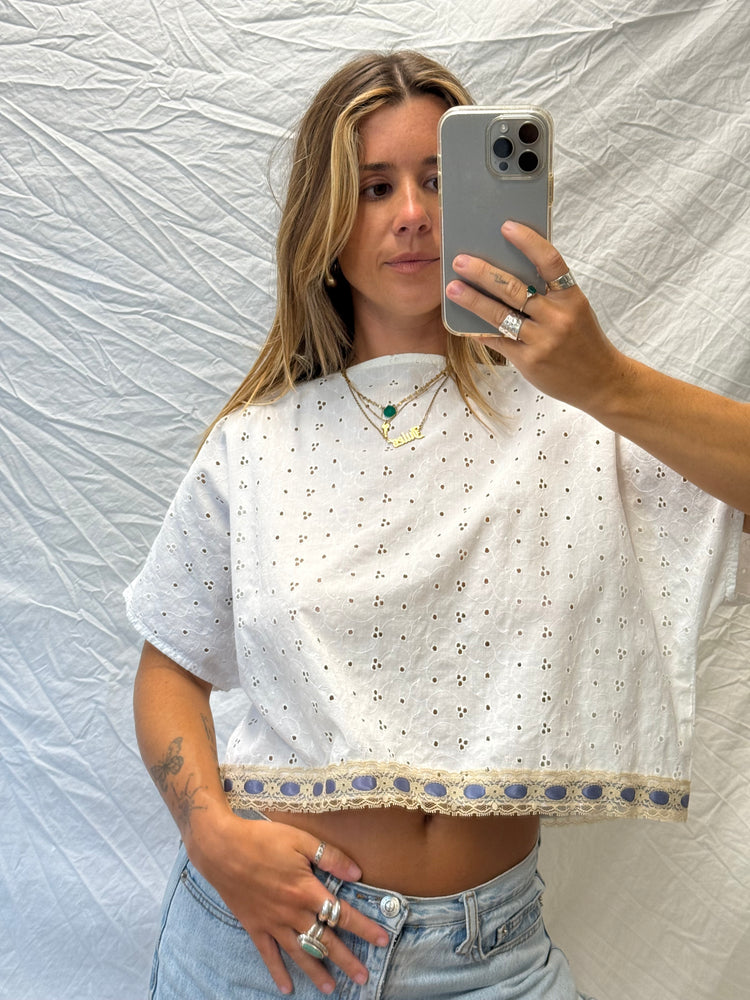 Reworked Cotton Eyelet Top