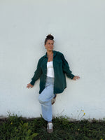 Vtg Deep Teal Cord Button Down
