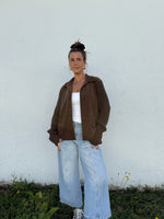 90's Mocha Faux Suede/Knit Cardigan