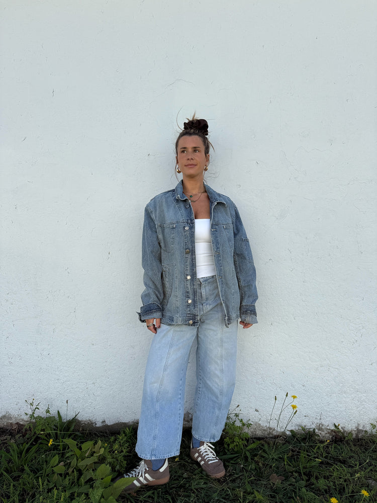 Vtg Lightwash Patchy Denim Jacket