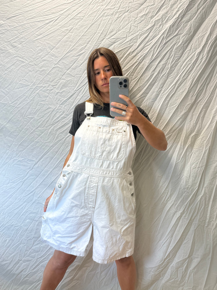 Ivory Denim Shortalls