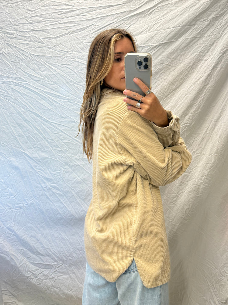 80's Taupe Cord Button Down