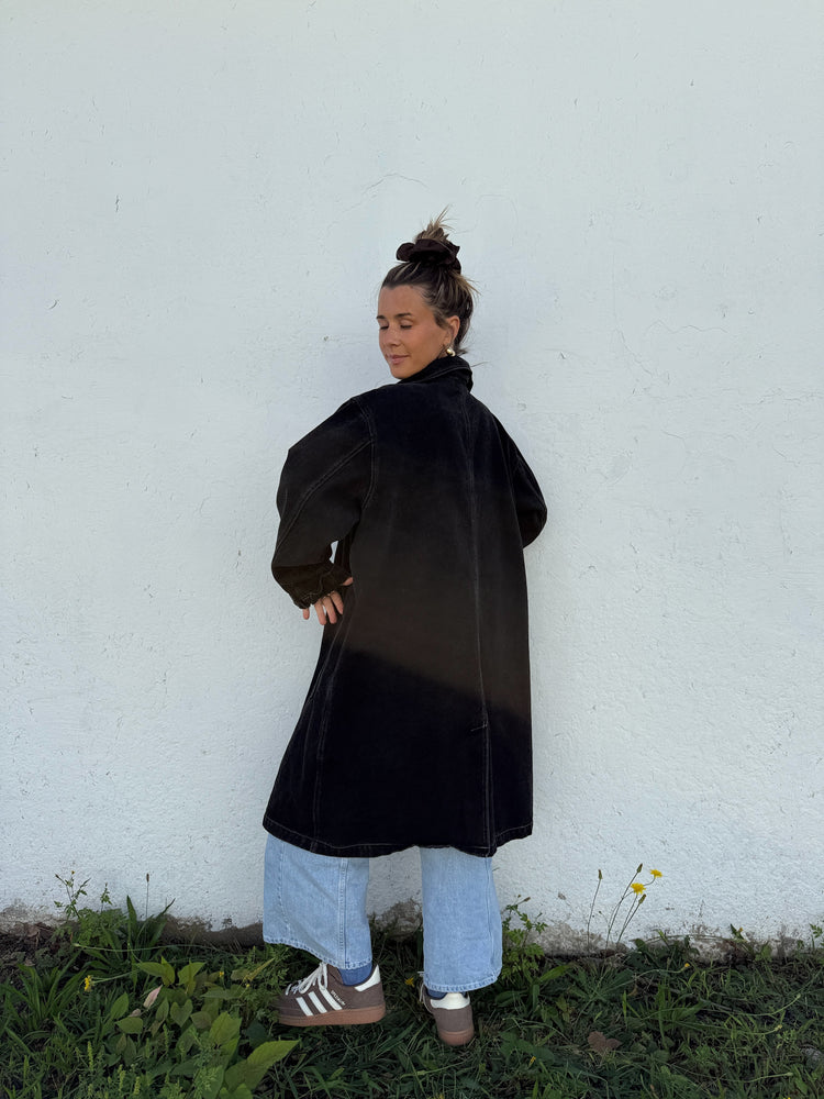 Y2K Black Denim Chore Trench