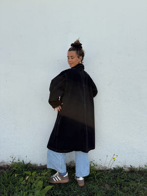 Y2K Black Denim Chore Trench