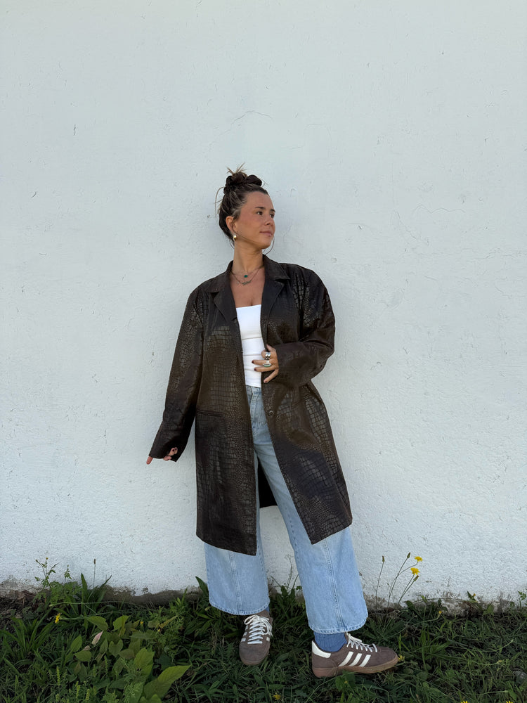 90's Dark Chocolate Faux Scales Trench