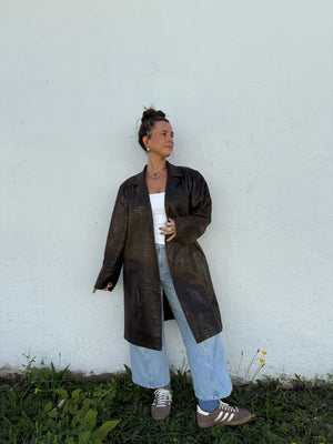 90's Dark Chocolate Faux Scales Trench
