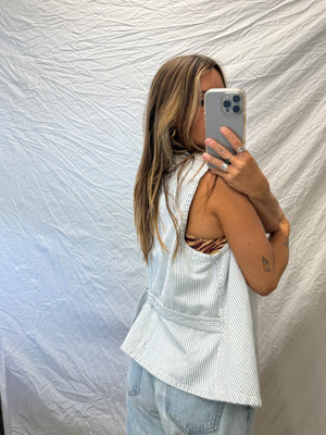 Ralph Lauren Cotton Denim Pinstripe Vest