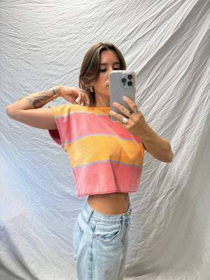 Handmade Towel Top - Peach Stripe