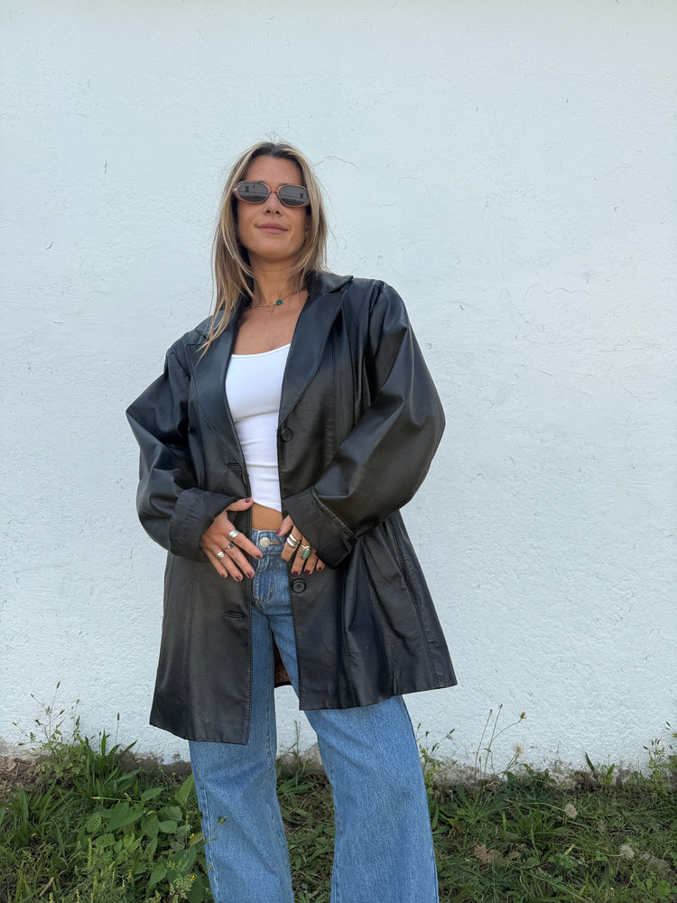 Vtg Chic Leather Blazer