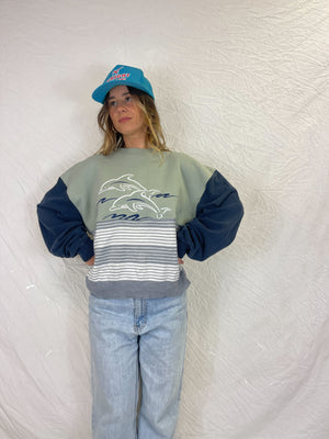 Handmade Mismatch Top - Dolphin Party