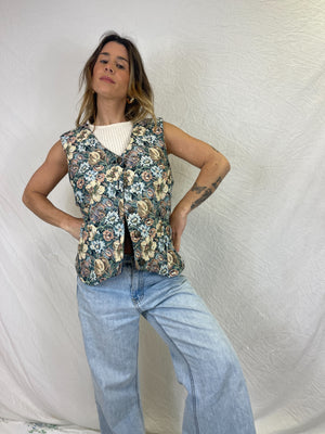 90's Tapestry Vest w/ Silk Lining