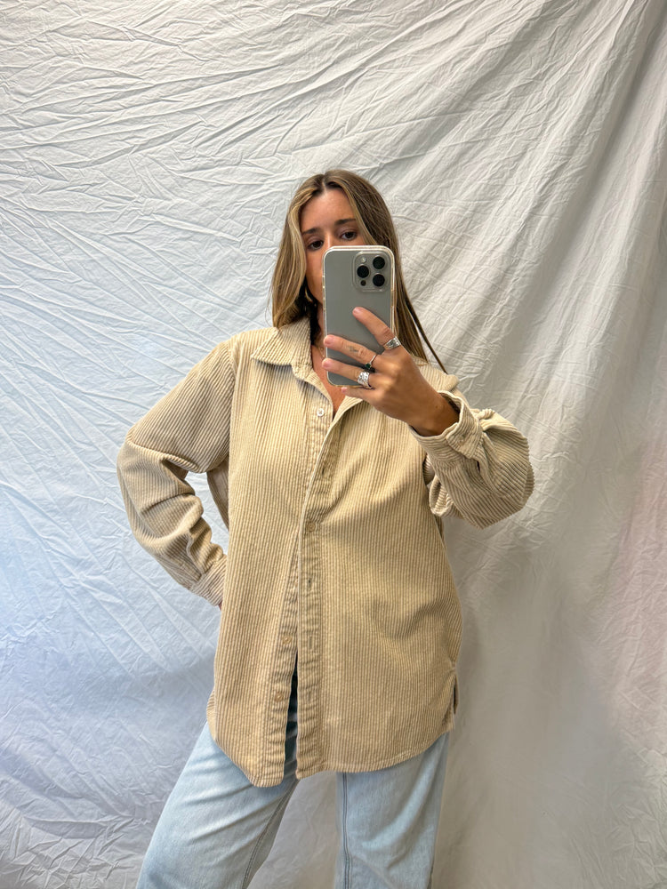 80's Taupe Cord Button Down