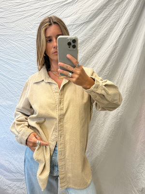 80's Taupe Cord Button Down