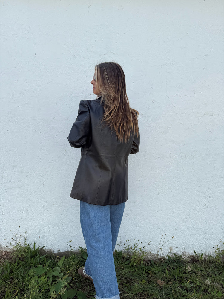 Vtg Chic Leather Blazer