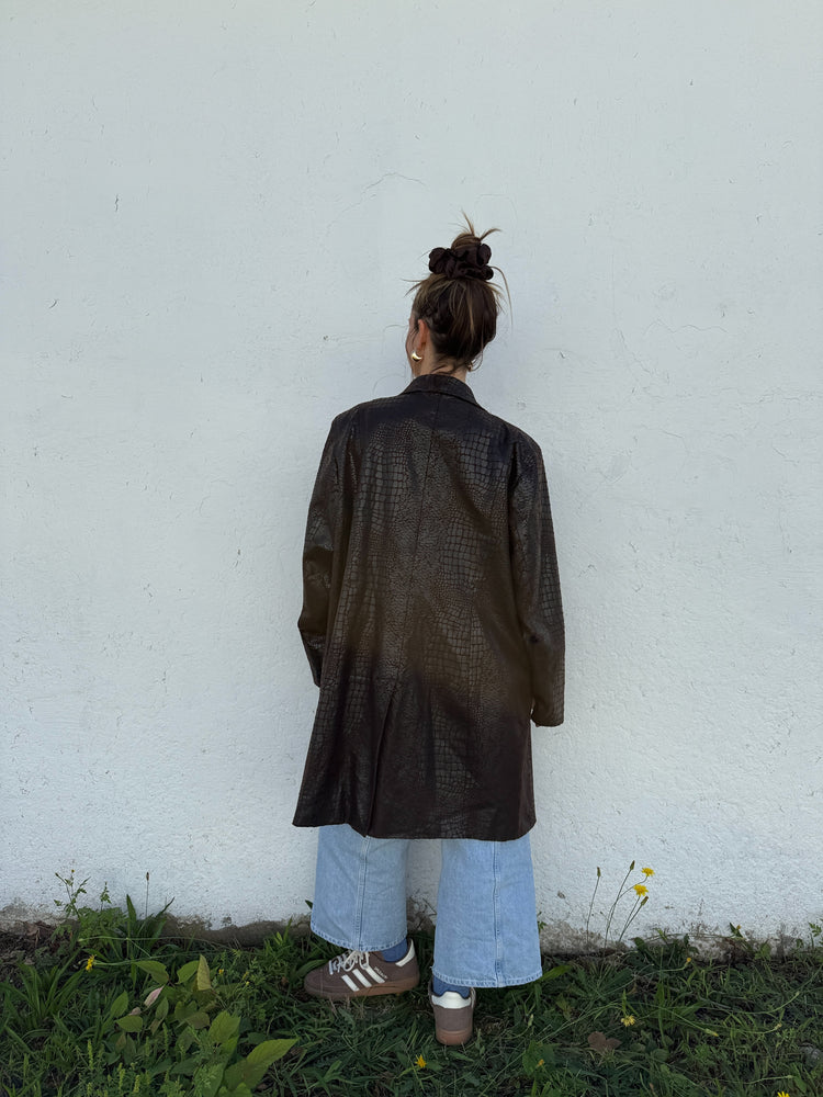 90's Dark Chocolate Faux Scales Trench