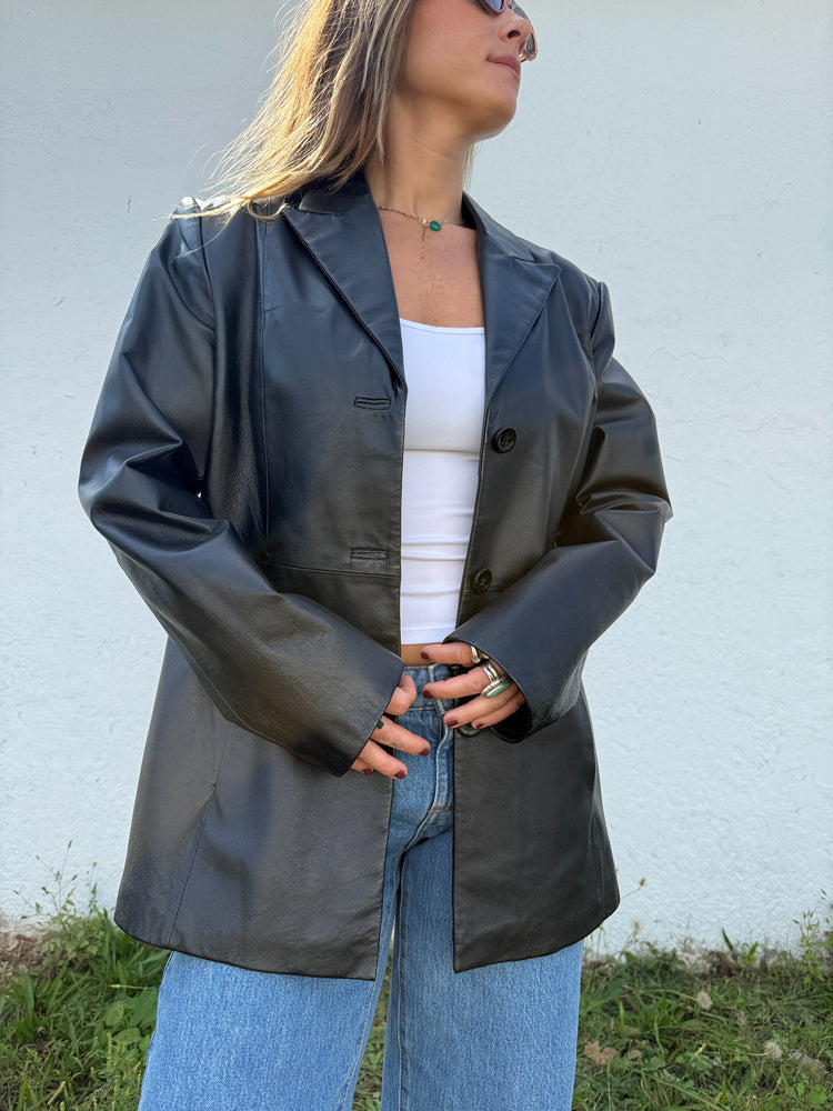 Vtg Chic Leather Blazer