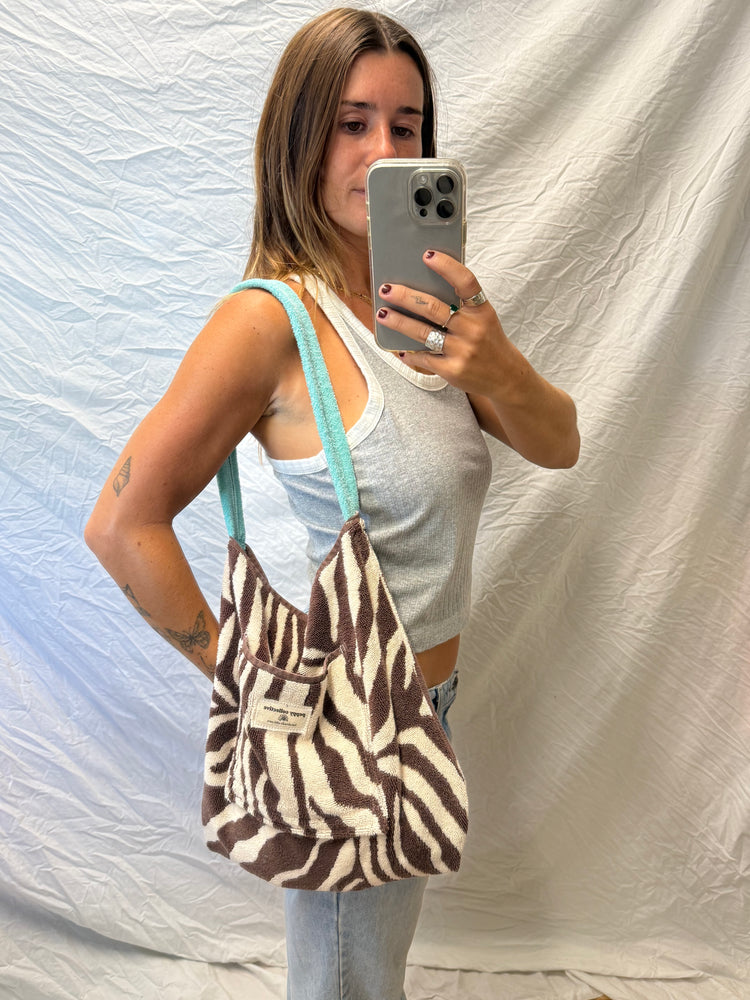 Towel Bag - Teal Zebra