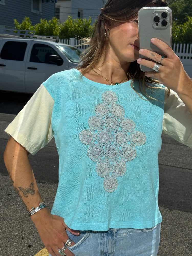 Mismatch Sunshine + Lace Top
