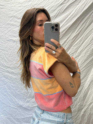 Handmade Towel Top - Peach Stripe