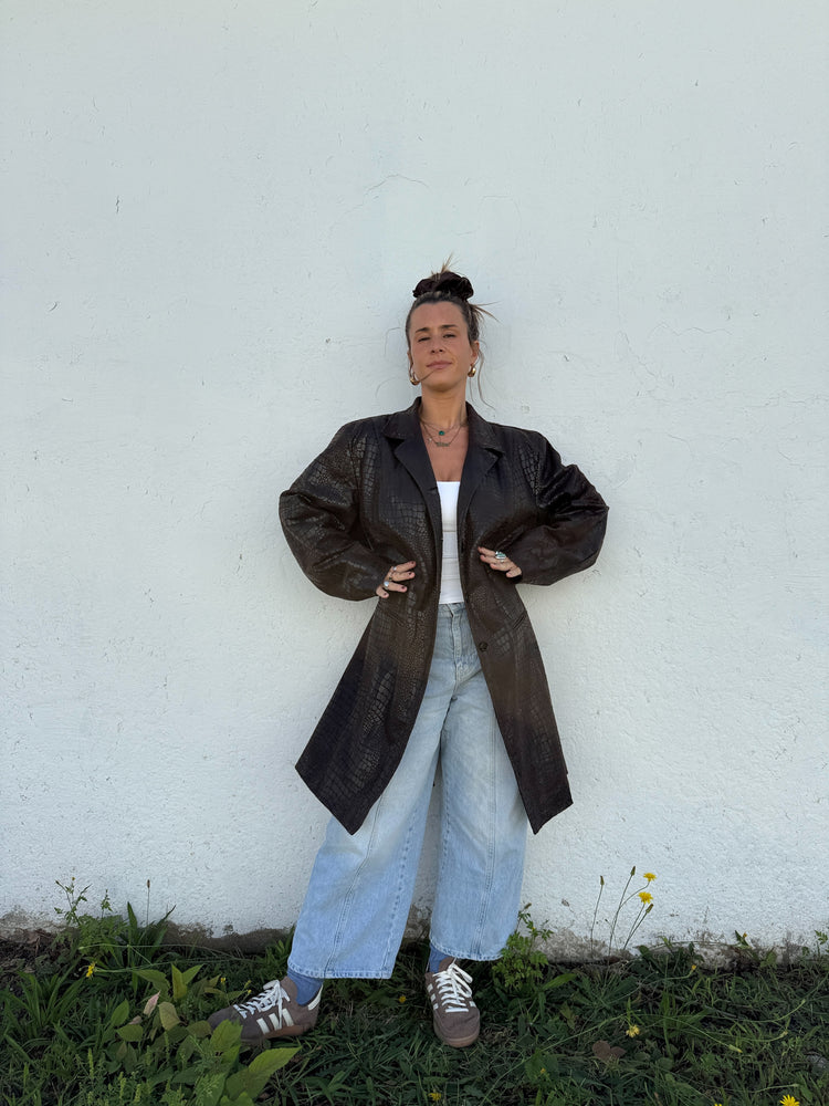 90's Dark Chocolate Faux Scales Trench