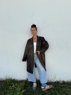 90's Dark Chocolate Faux Scales Trench