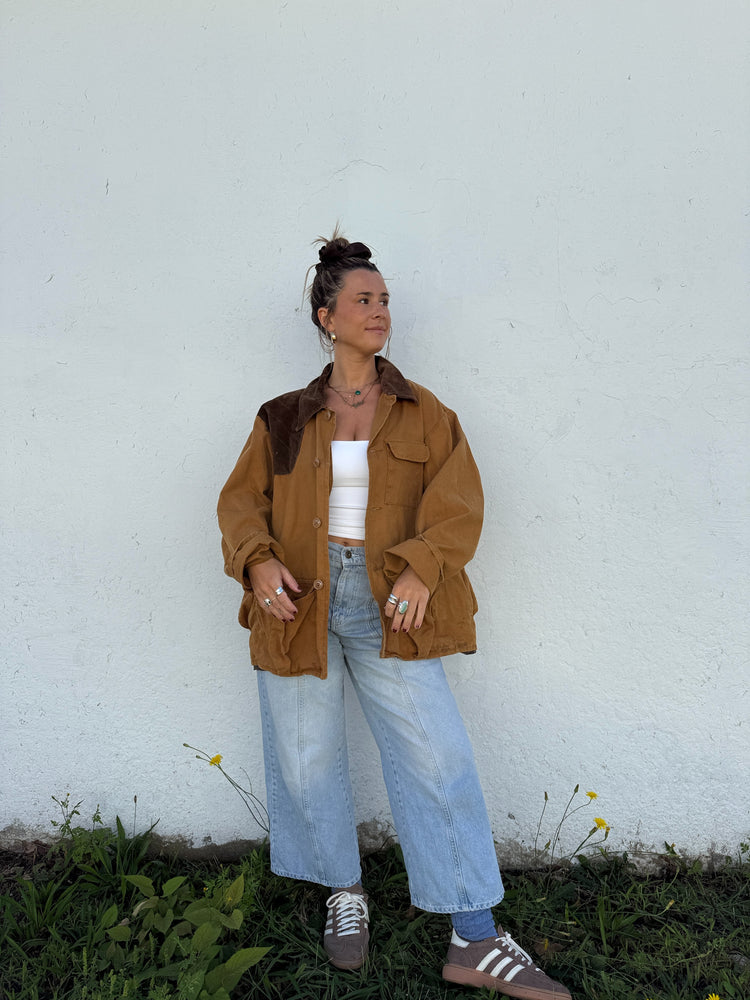 Vtg Canvas + Cord Workmen's Coat
