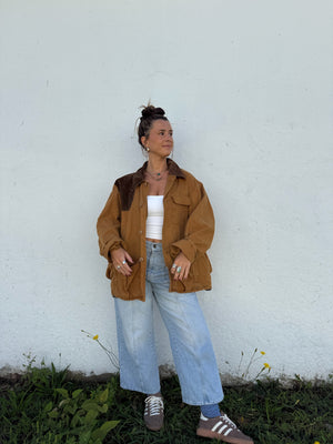 Vtg Canvas + Cord Workmen's Coat