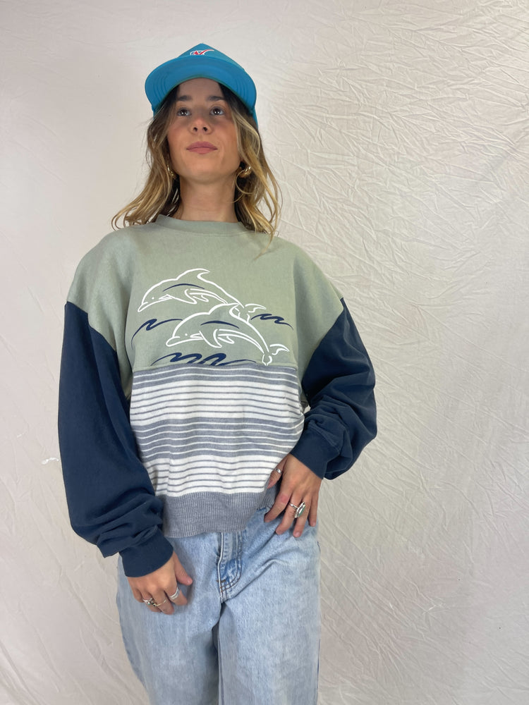 Handmade Mismatch Top - Dolphin Party