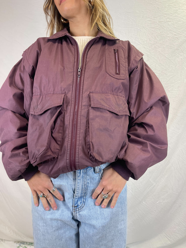 80's Maroon Bomber Jacket