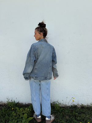 Vtg Lightwash Patchy Denim Jacket