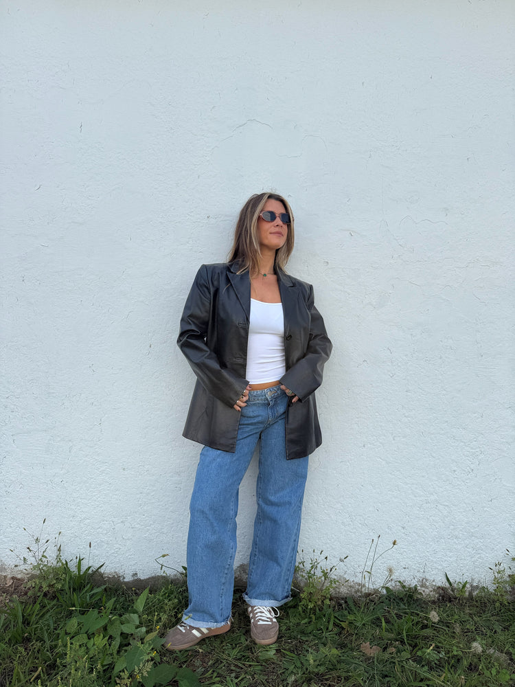 Vtg Chic Leather Blazer