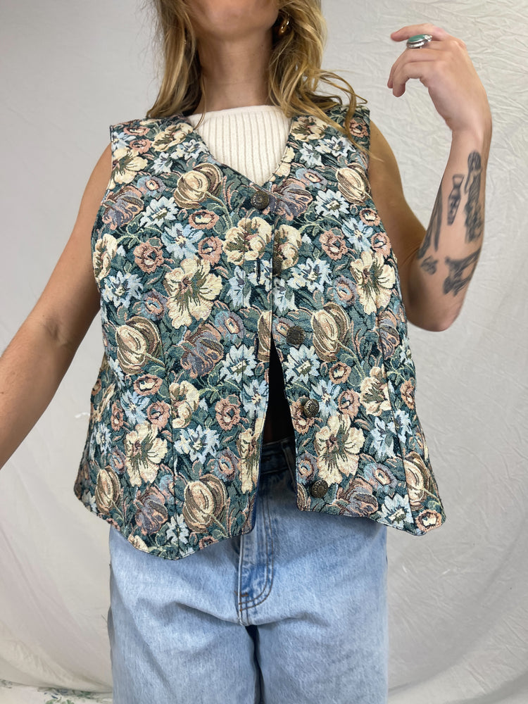 90's Tapestry Vest w/ Silk Lining